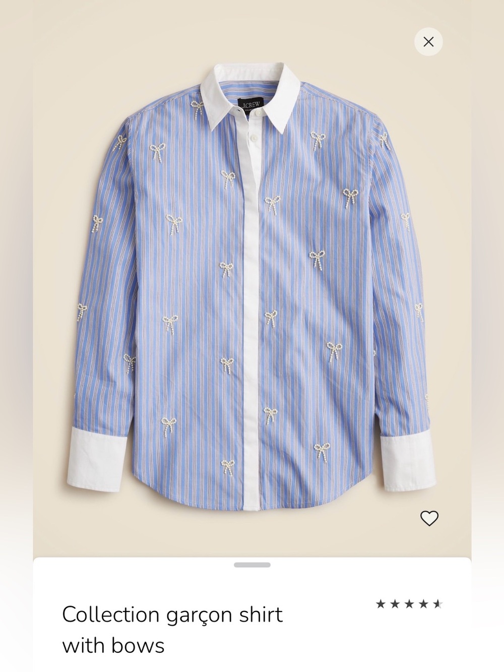 J. Crew Collection Garçon Striped Dress Shirt with Contrast Collar, sz12